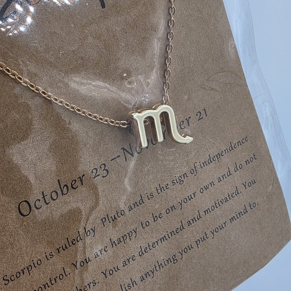 Scorpio Gold Toned Zodiac Necklace - Picture 5 of 5